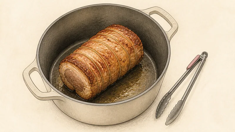 Home-style shoyu ramen with chashu, step 2: Sear the chashu.