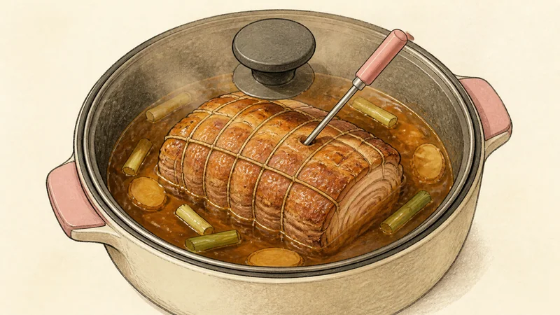 Home-style shoyu ramen with chashu, step 3: Braise until safe and tender.