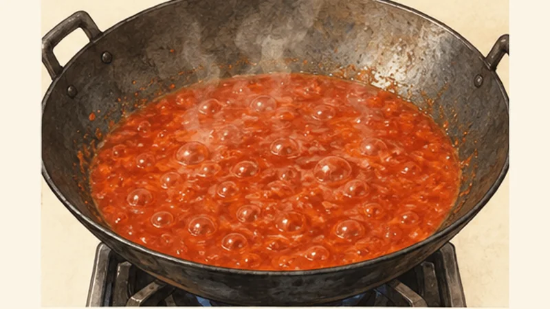 Singapore Chilli Crab, step 3: Build the sauce.