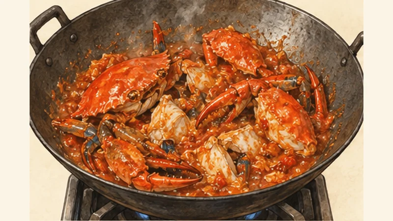 Singapore Chilli Crab, step 4: Cook the crab.