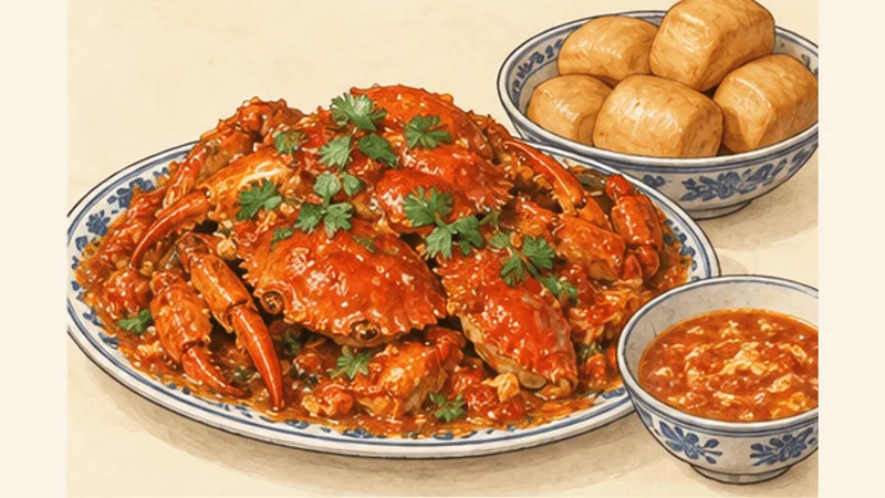 Singapore Chilli Crab, step 6: Dress the crab and serve.