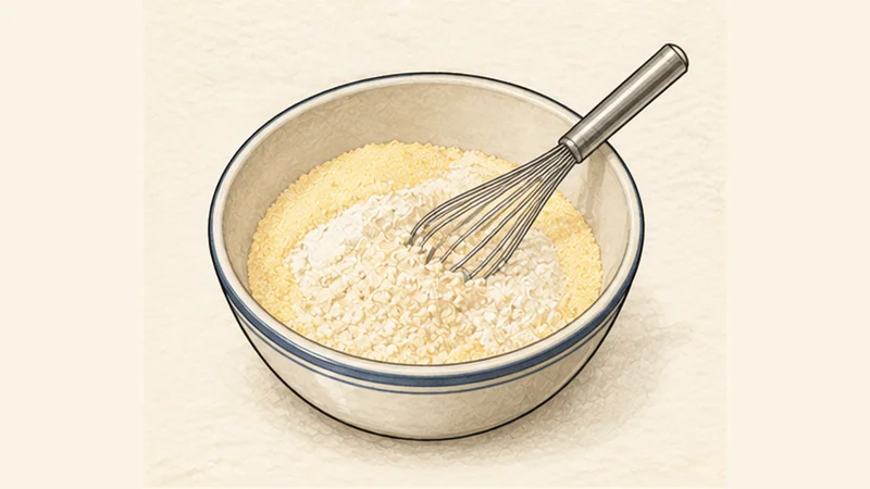 Skillet Cornbread, step 2: Mix the dry ingredients.