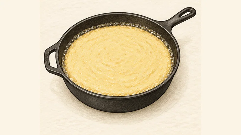 Skillet Cornbread, step 5: Combine and pour immediately.