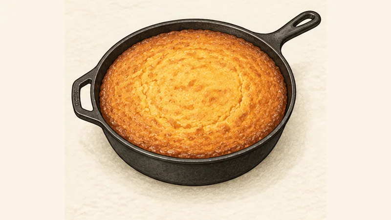 Skillet Cornbread, step 6: Bake, rest and cut.