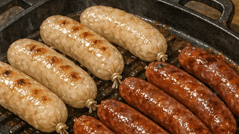 Small Sausage in Big Sausage, step 5: Grill both sausages.