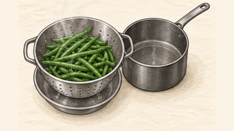 Sole Meunière, step 2: Cook the green beans.