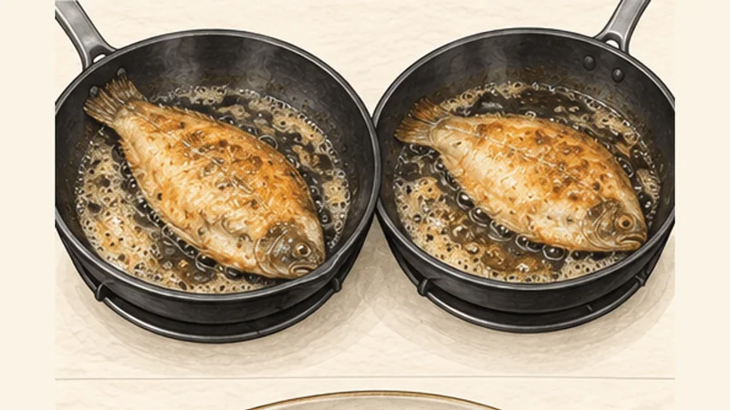 Sole Meunière, step 4: Pan-fry the first side.