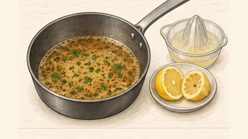 Sole Meunière, step 6: Make lemon brown butter.