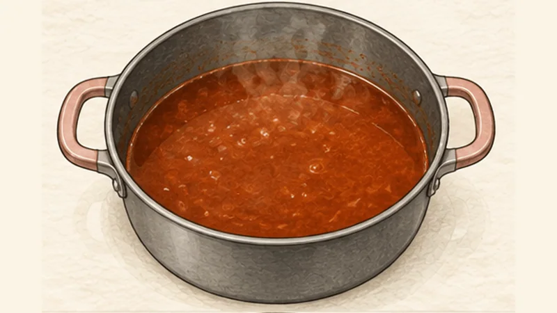 Sopa de Tortilla, step 5: Add stock and simmer.