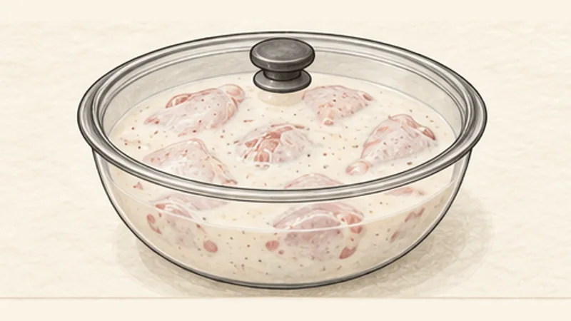 Southern Fried Chicken, step 2: Brine in buttermilk.