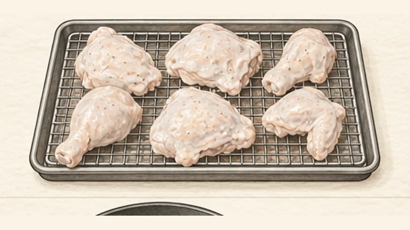 Southern Fried Chicken, step 4: Drain the marinated chicken.