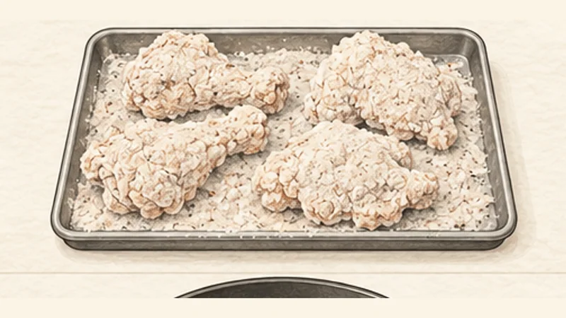 Southern Fried Chicken, step 5: Dredge firmly in seasoned flour.