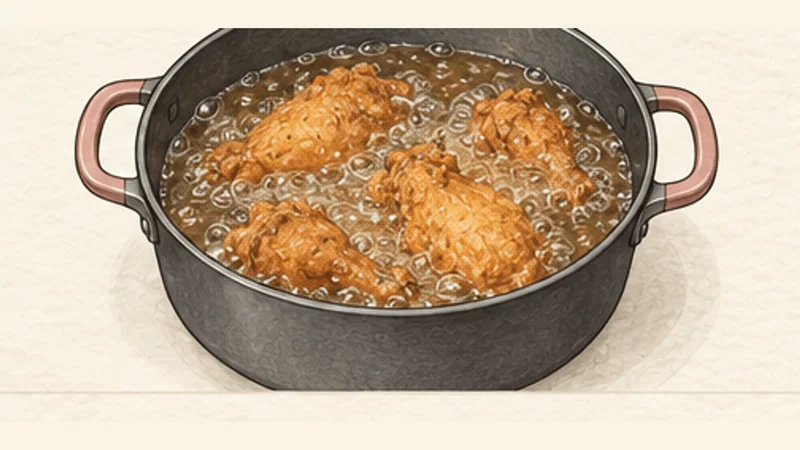 Southern Fried Chicken, step 9: Fry the breast and wing pieces.