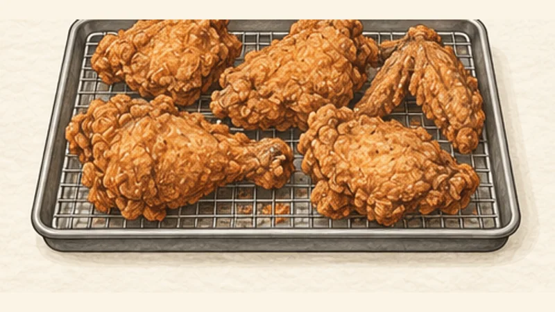 Southern Fried Chicken, step 10: Drain, rest and serve.