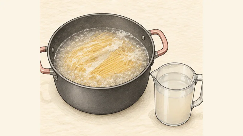 Spaghetti alle Vongole, step 2: Boil the spaghetti.