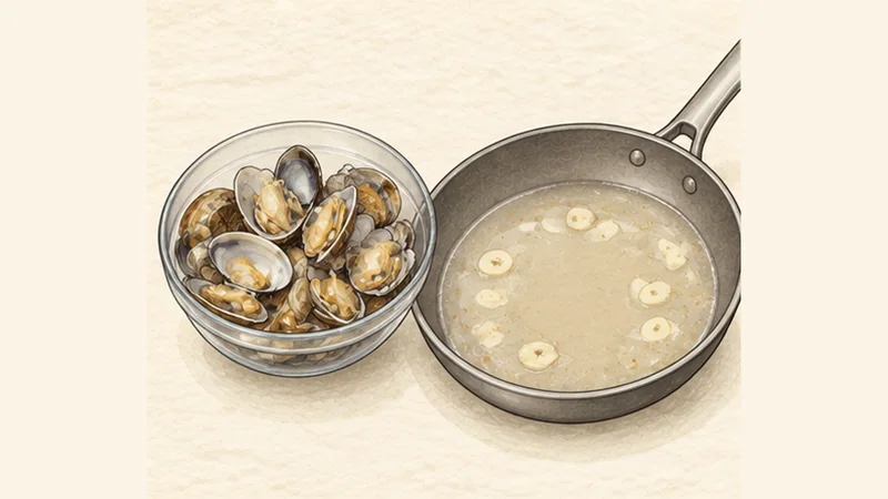 Spaghetti alle Vongole, step 3: Steam the clams open.