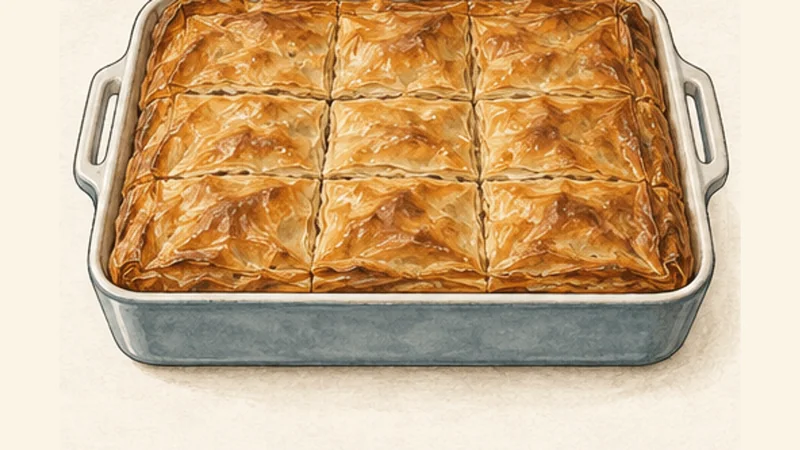 Spanakopita, step 8: Score and bake.