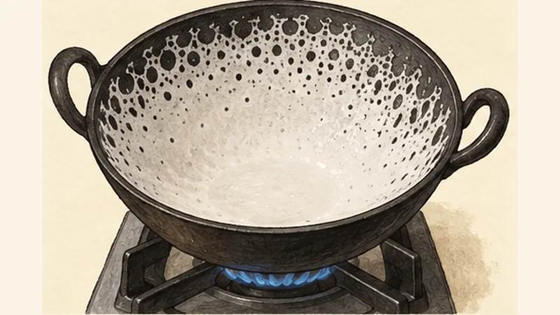 Sri Lankan Egg Hoppers (Bittara Appa), step 4: Coat and heat the pan.