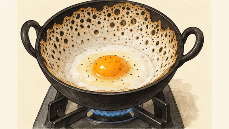 Sri Lankan Egg Hoppers (Bittara Appa), step 5: Add the egg and cover.