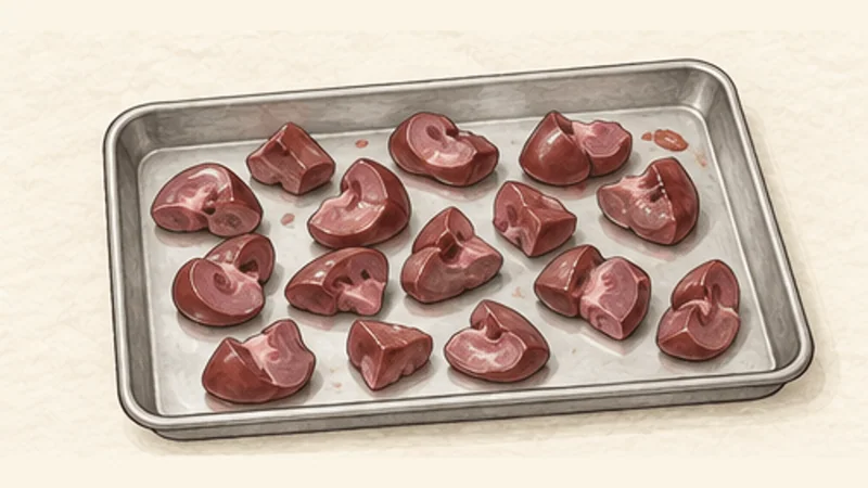 Steak and Kidney Pie, step 1: Trim and cut the kidneys.
