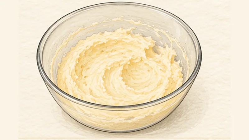 Sticky Toffee Pudding, step 3: Cream butter and sugar.