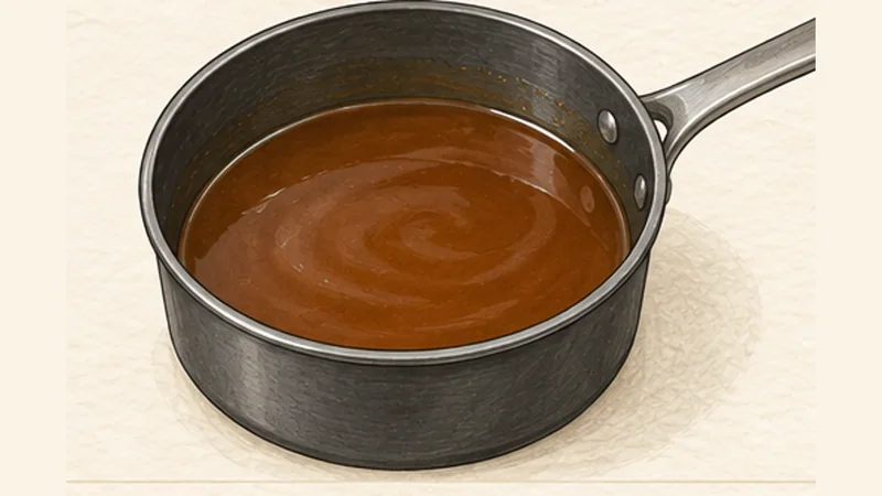 Sticky Toffee Pudding, step 6: Cook the toffee sauce.