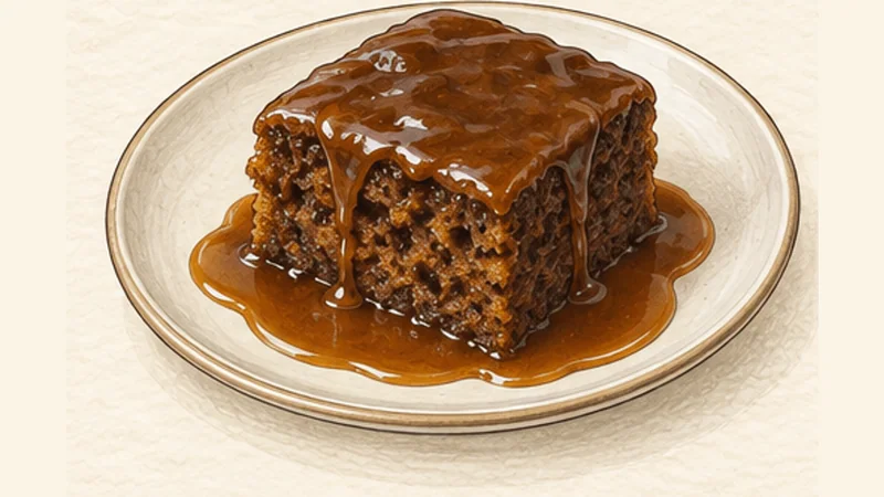 Sticky Toffee Pudding, step 7: Soak and rest before serving.