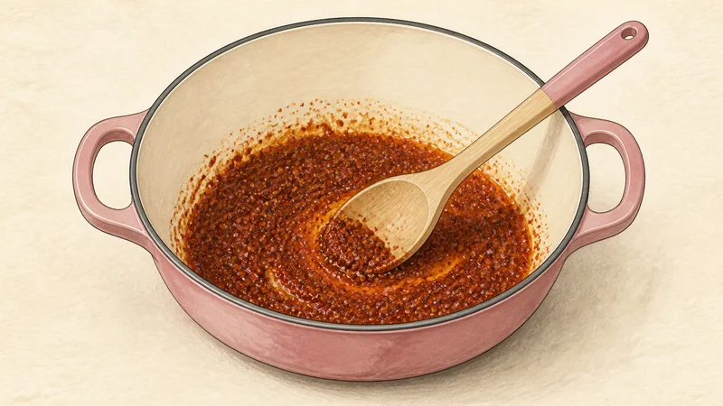 Kimchi sundubu jjigae, step 1: Make red chile oil.