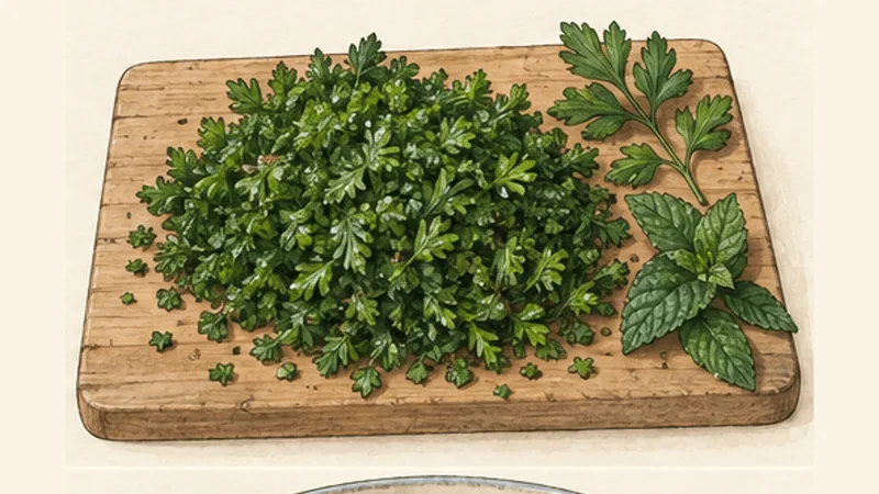 Lebanese Tabbouleh, step 2: Chop the parsley finely.
