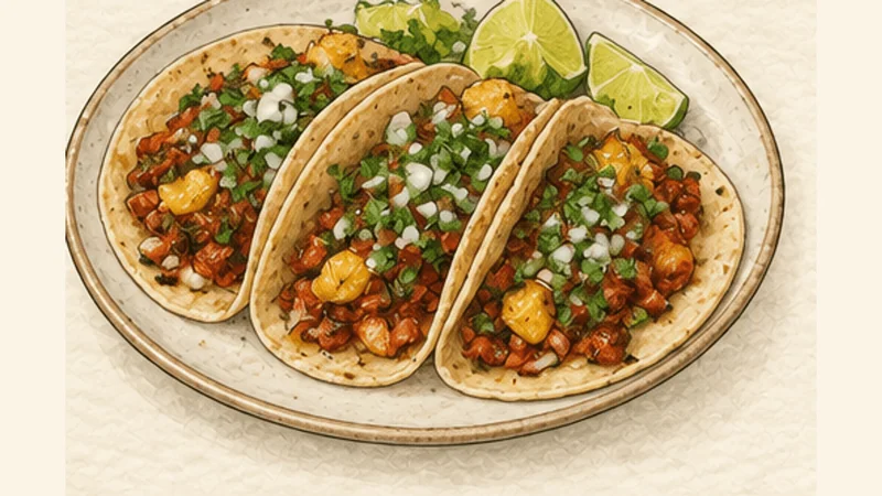Tacos al Pastor, step 9: Assemble and serve.