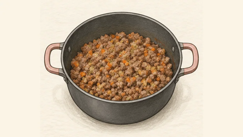 Tagliatelle al Ragù Bolognese, step 2: Brown the meats.