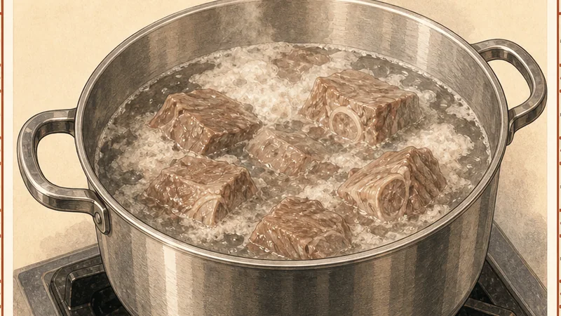 Taiwanese Beef Noodle Soup, step 1: Blanch the beef.