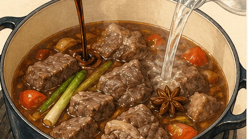 Taiwanese Beef Noodle Soup, step 5: Season the braise.