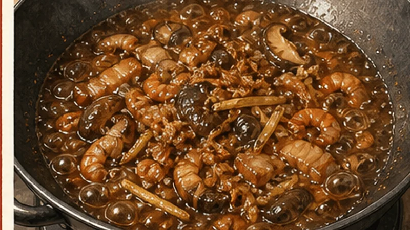 Taiwanese Oil Rice, step 5: Concentrate the seasoning liquid.