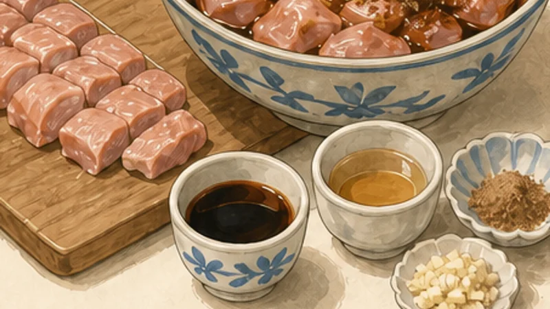 Taiwanese Popcorn Chicken, step 1: Marinate the chicken.