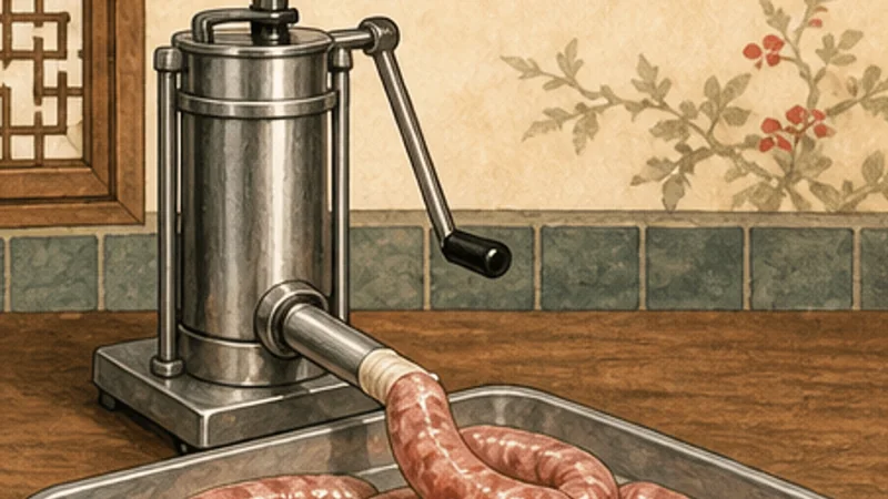 Homemade Taiwanese Sausage, step 7: Stuff and link loosely.