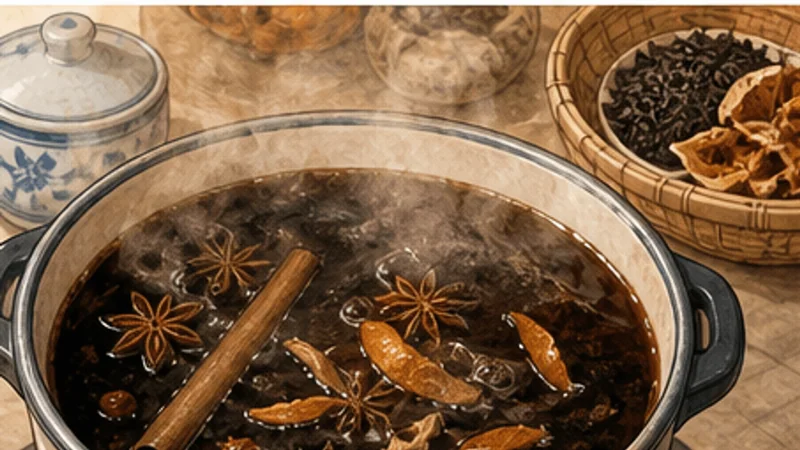 Taiwanese Tea Eggs, step 4: Brew the spice broth.