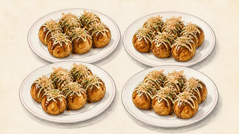 Takoyaki, step 8: Measure the four toppings.