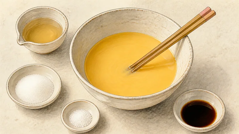 Classic layered tamagoyaki, step 1: Mix the egg base.