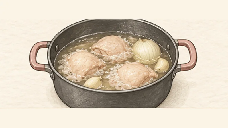 Tamales de Pollo en Salsa Verde, step 2: Cook the chicken.