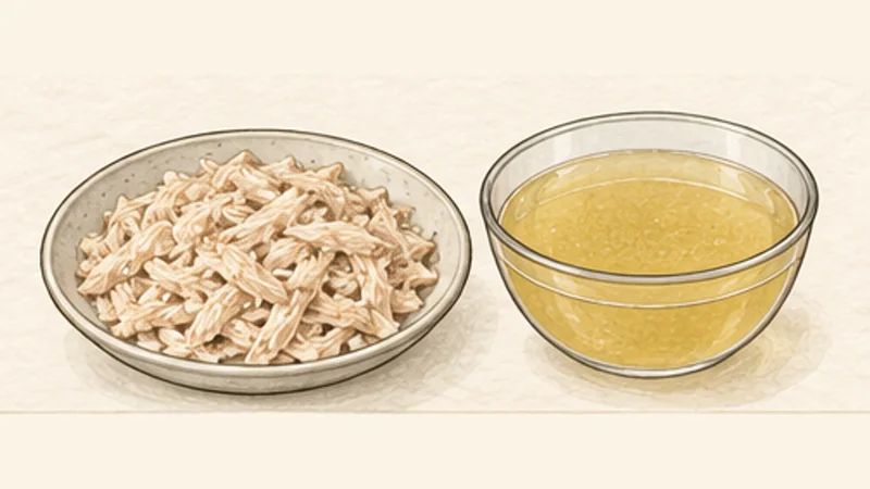 Tamales de Pollo en Salsa Verde, step 3: Shred and reserve the broth.