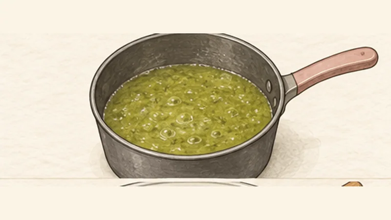 Tamales de Pollo en Salsa Verde, step 6: Cook the salsa.