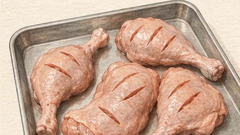 Tandoori Chicken, step 1: Dry and slash the chicken.