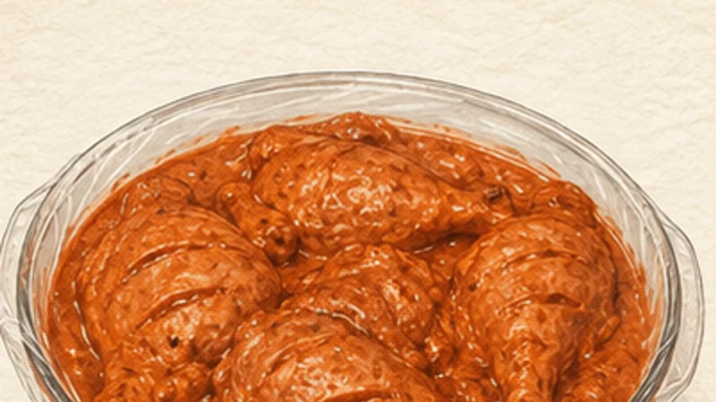 Tandoori Chicken, step 3: Pack marinade into the slashes.