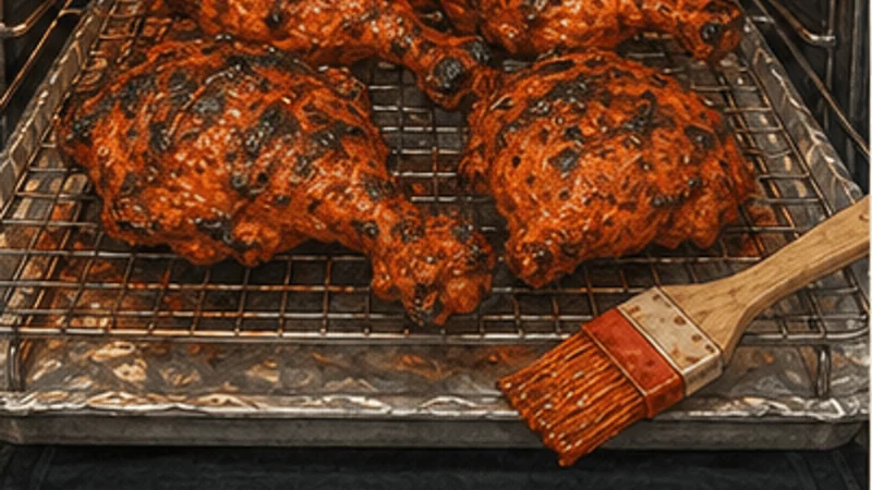 Tandoori Chicken, step 6: Broil to char and safe doneness.