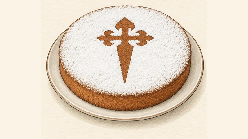 Tarta de Santiago, step 5: Cool fully and mark the Cross of Saint James.