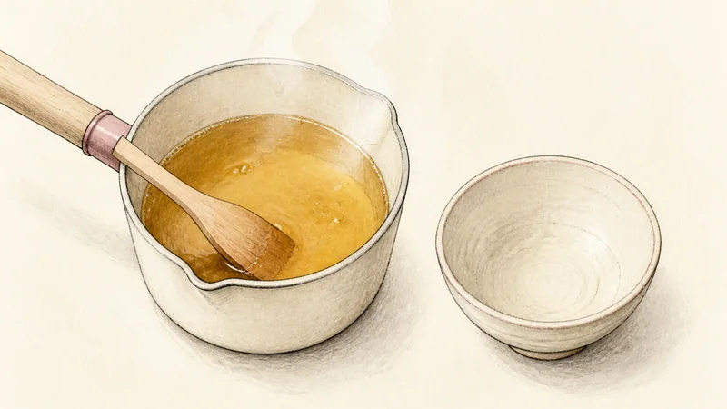 Shrimp and vegetable tempura, step 2: Make the tentsuyu.