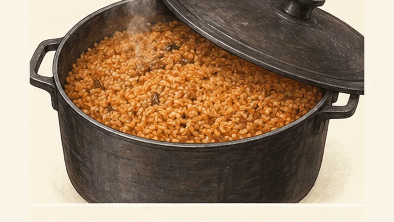 Senegalese Ceebu Jën (Thiéboudienne), step 6: Cook the broken rice in seasoned broth.