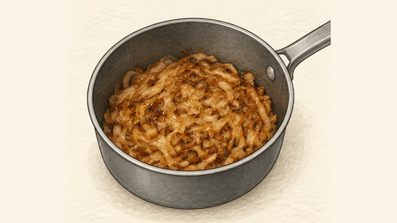Toad in the Hole, step 2: Brown the onions for gravy.