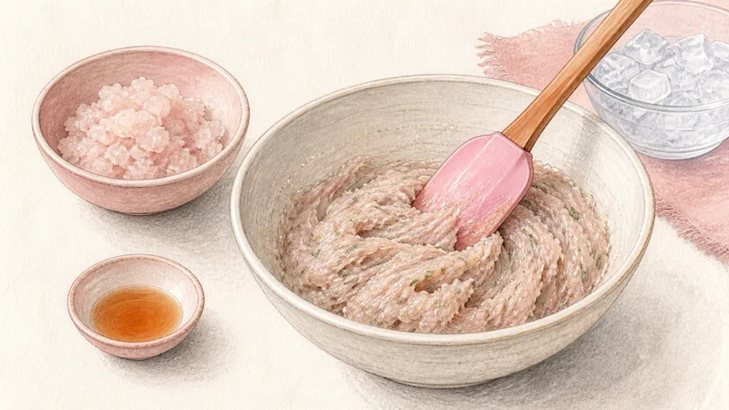 Thai Fish Cakes, step 5: Adjust the raw paste once.